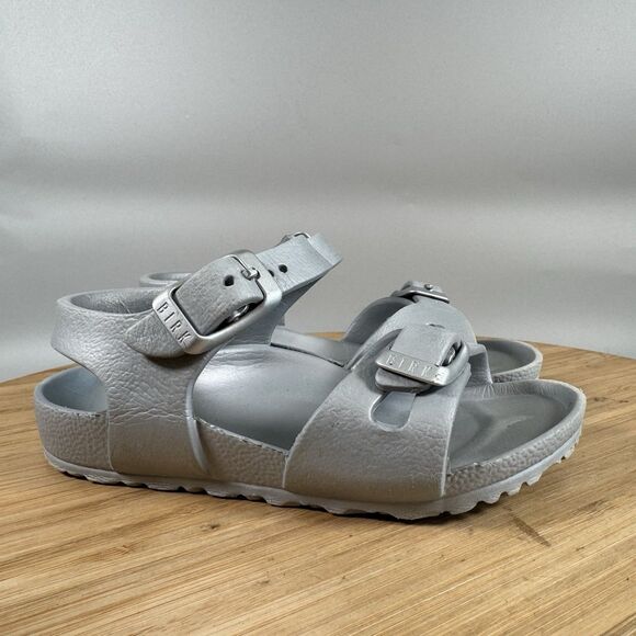 Birkenstock Milano Essentials EVA Sandals Kids Toddler 24 6 Silver Back Strap - Picture 1 of 6